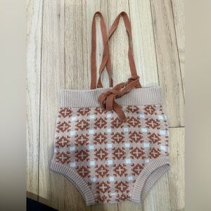 Patterned Knit Baby Romper with Straps